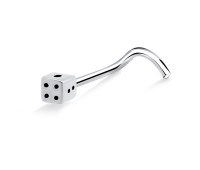 Little Dice Shaped Silver Curved Nose Stud NSKB-1027